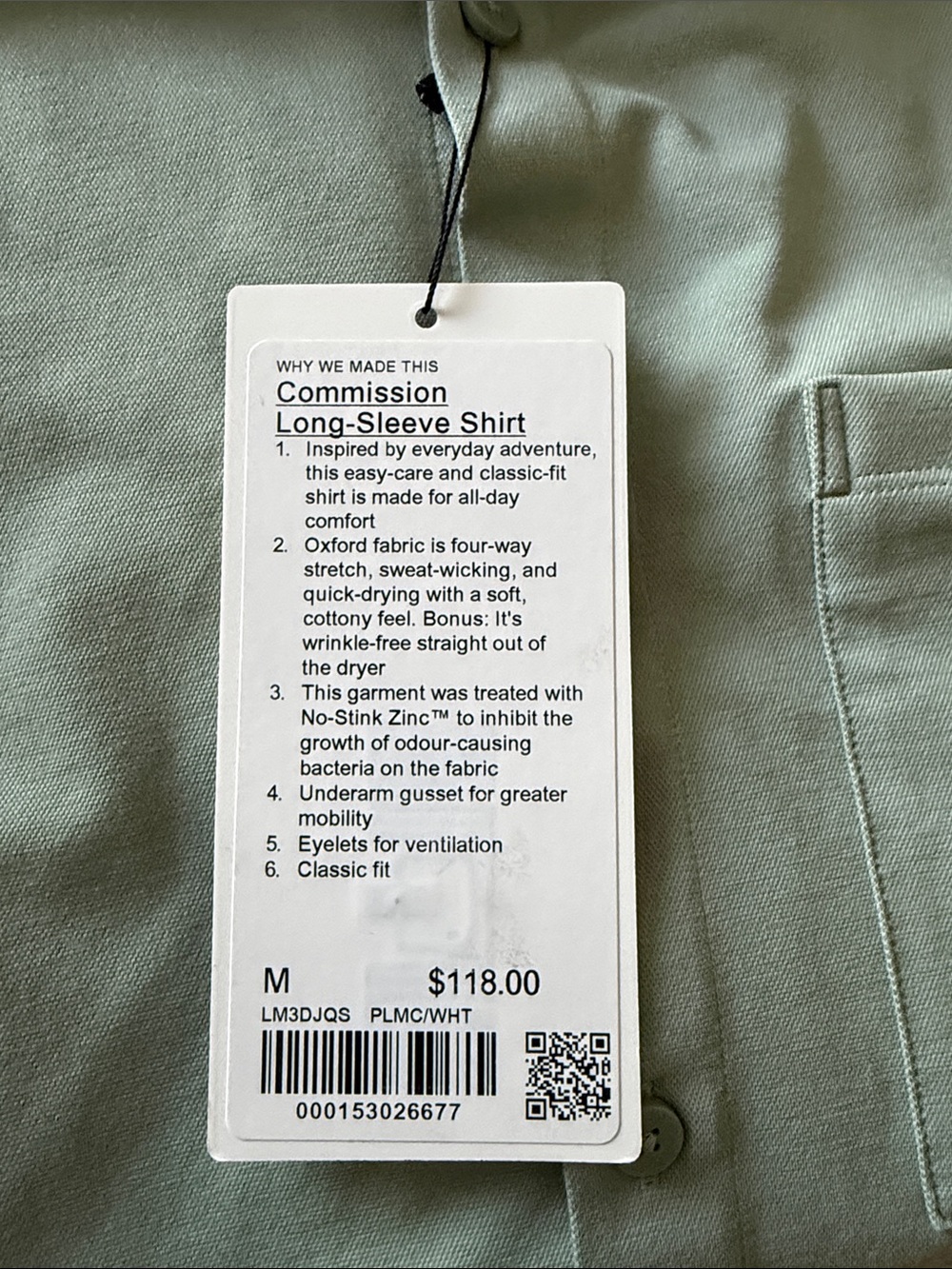 lululemon athletica Men's Sage Green Casual Button-Down Shirt - Picture 2 of 4